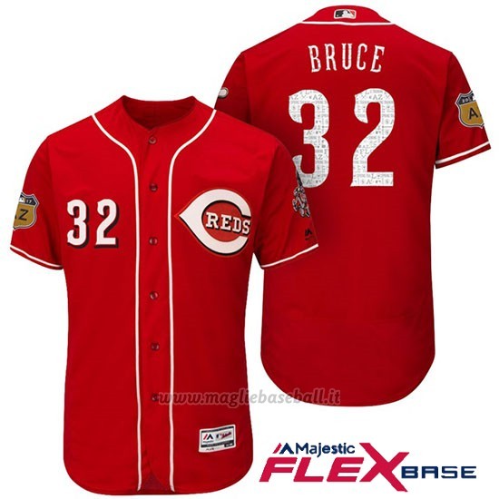 Maglia Baseball Uomo Cincinnati Reds 32 Jay Bruce Scarlet 2017 Allenamento Primaverile Flex Base Giocatore